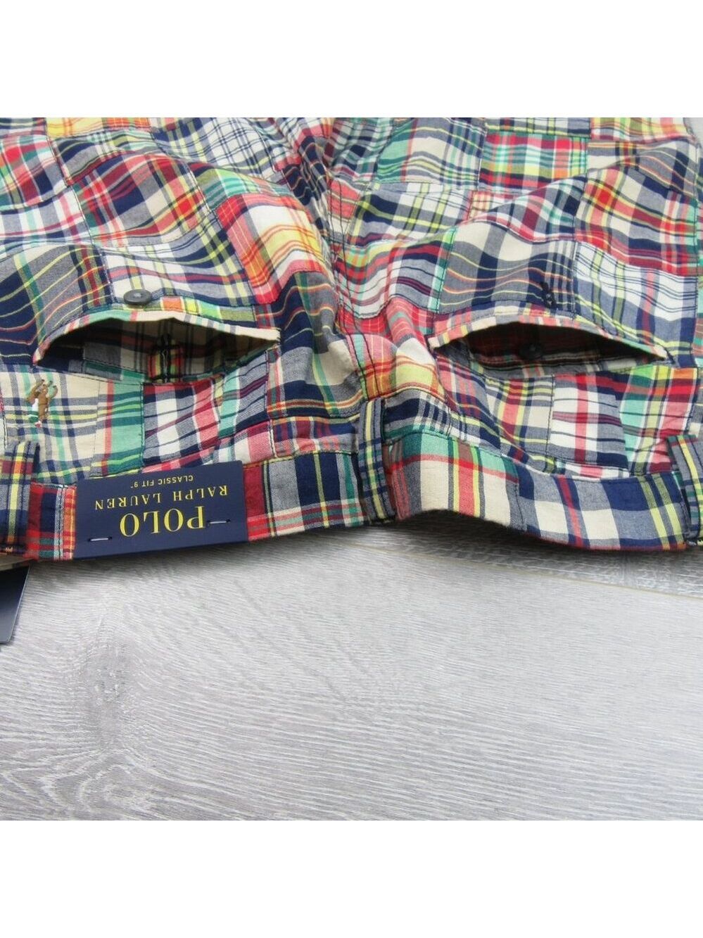 Polo Ralph Lauren Patchwork Madras Chino Shorts Classic Fit 9" Men's Size 30 NEW - Picture 11 of 15